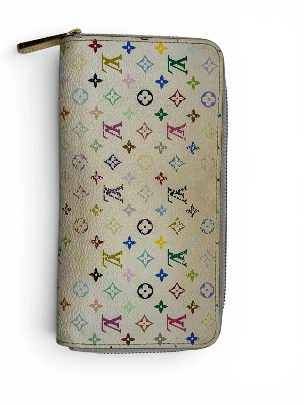 Louis Vuitton Multicolor Monogram Zip Wallet - Cream with Rainbow Accents
